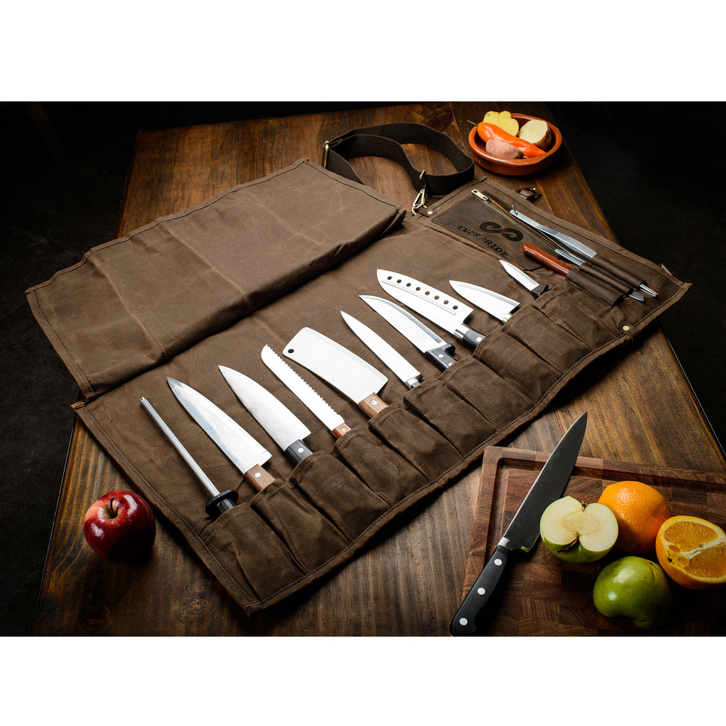 Crimson G10 Knife Roll Bag Kit - Ergo Chef Knives