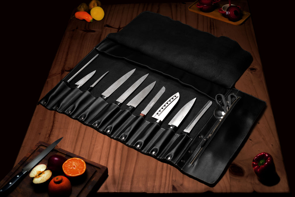  EVERPRIDE Chef's Knife Roll Bag PLUS Knife Guard Set (10-Piece  Set) Canvas and Leather Knife Bag Holds 10 Knives and Cooking Tools –  Felt-Lined and BPA Free Knife Sheath Set –