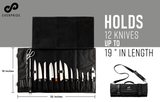 Knife Roll Made of Canvas and Genuine Leather - For Professional Chefs