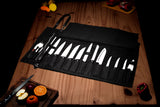 Knife Roll Made of Canvas and Genuine Leather - For Professional Chefs