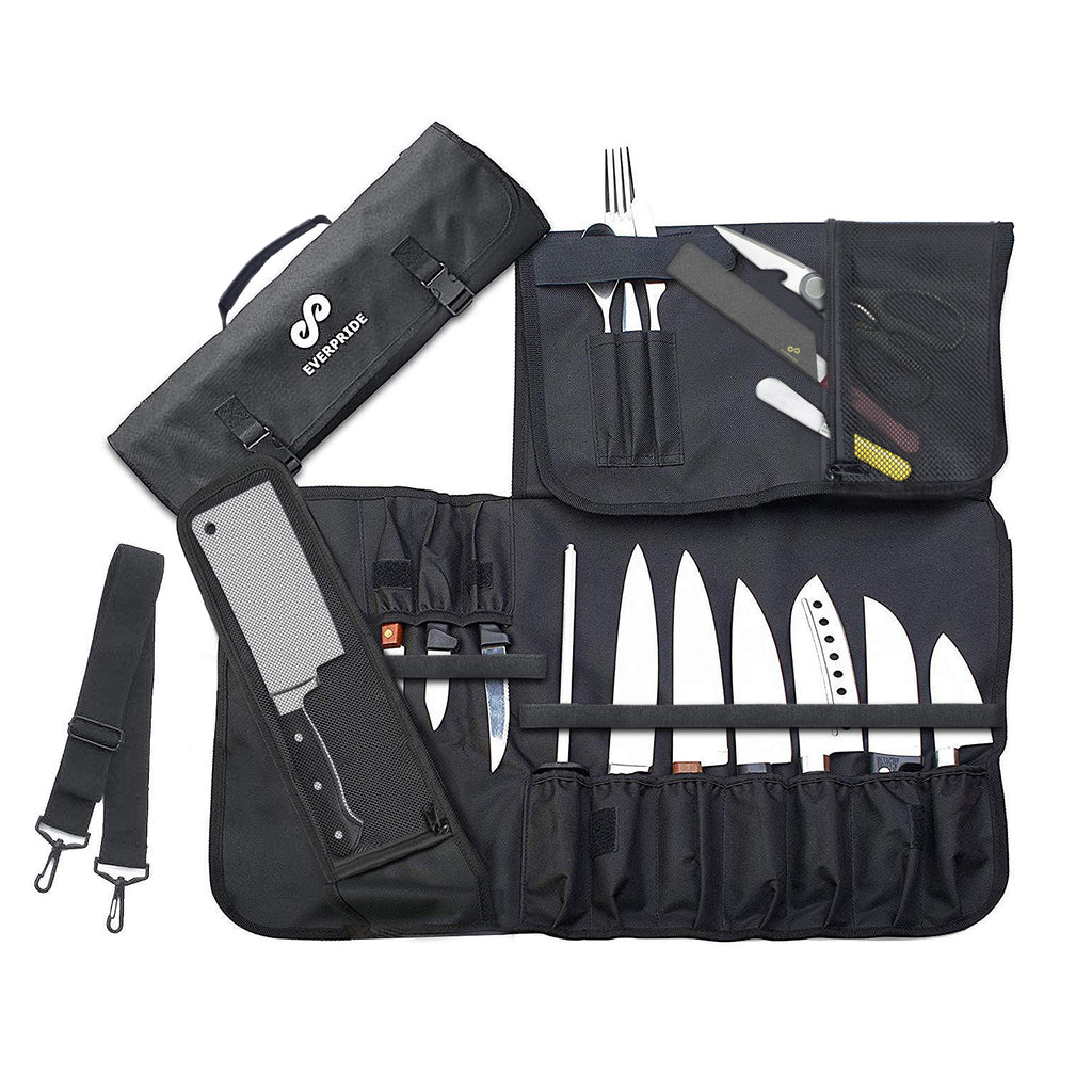  EVERPRIDE Chef's Knife Roll Bag PLUS Knife Guard Set (10-Piece  Set) Canvas and Leather Knife Bag Holds 10 Knives and Cooking Tools –  Felt-Lined and BPA Free Knife Sheath Set –