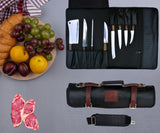 Chef Knife Roll Bag Made of Genuine Top Grain Leather
