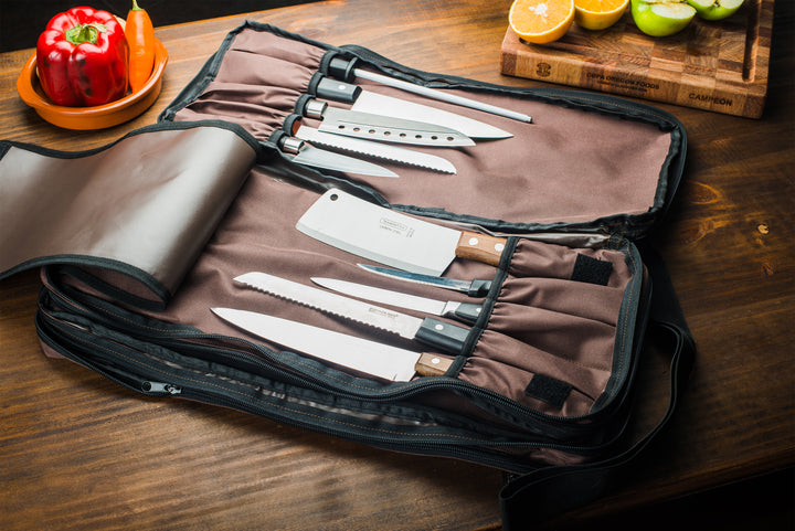  Chef Sac Chef Knife Bag Retro Backpack, 20+ Slots for Knives  and Chef Tools, Knife Carrying Case w/Back Pocket for Tablet